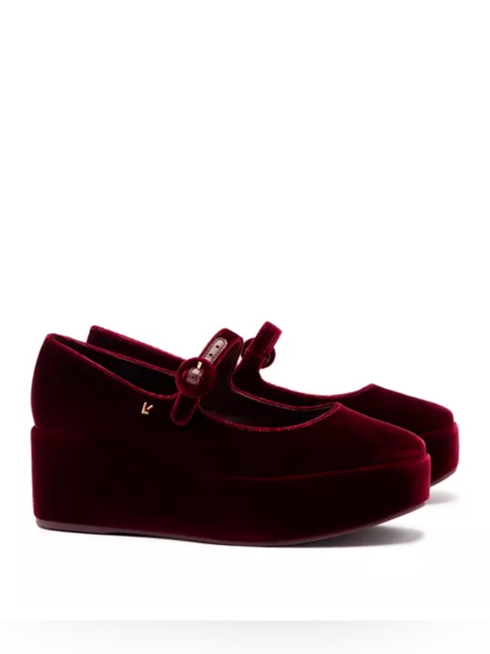 Larroudรฉ Blair Burgundy Velvet Platform Mary Jane Flatform Pumps